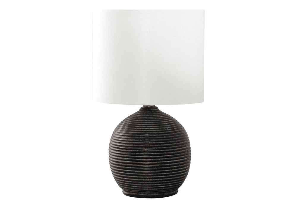 Monarch Specialties Lighting, 16"H, Table Lamp, Black Resin, Ivory / Cream Shade, Contemporary Black,Ivory, Ivory Polyresin,Metal,Polyester I 9764