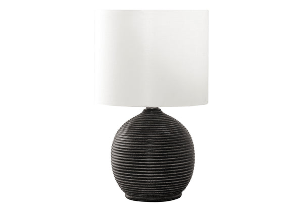 Monarch Specialties Lighting, 16"H, Table Lamp, Black Resin, Ivory / Cream Shade, Contemporary Black,Ivory, Ivory Polyresin,Metal,Polyester I 9764
