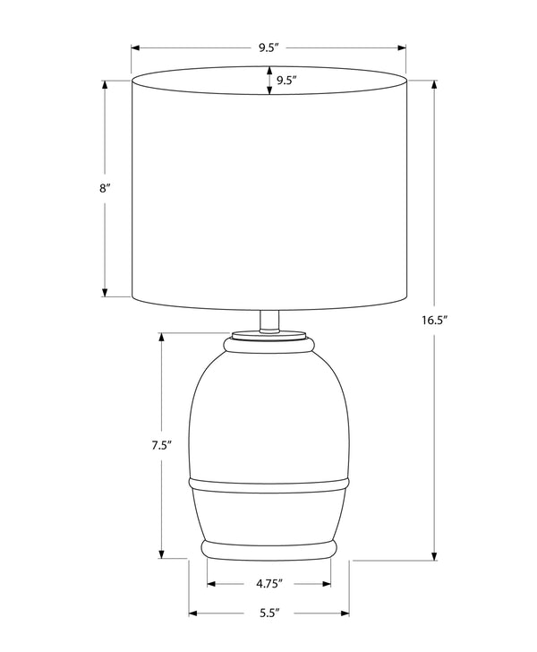 Monarch Specialties Lighting, 16"H, Table Lamp, Cream Resin, Beige Shade, Contemporary Cream,Beige, Beige Polyresin,Linen,Metal,Polyester I 9765