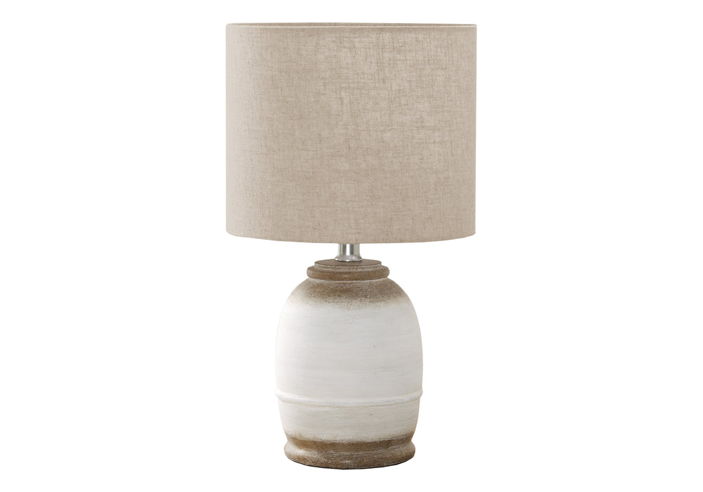 Monarch Specialties Lighting, 16"H, Table Lamp, Cream Resin, Beige Shade, Contemporary Cream,Beige, Beige Polyresin,Linen,Metal,Polyester I 9765