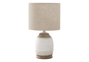 Monarch Specialties Lighting, 16"H, Table Lamp, Cream Resin, Beige Shade, Contemporary Cream,Beige, Beige Polyresin,Linen,Metal,Polyester I 9765