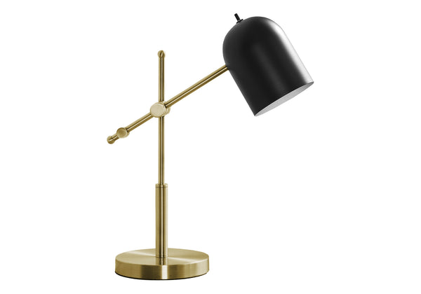 Monarch Specialties Lighting, 18"H, Table Lamp, Brass Metal, Black Shade, Contemporary Gold,Black, Black Metal I 9766