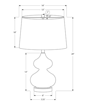 Monarch Specialties Lighting, 24"H, Table Lamp, Blue Glass, Ivory / Cream Shade, Contemporary Blue,Ivory, Ivory Glass,Metal,Polyester I 9767