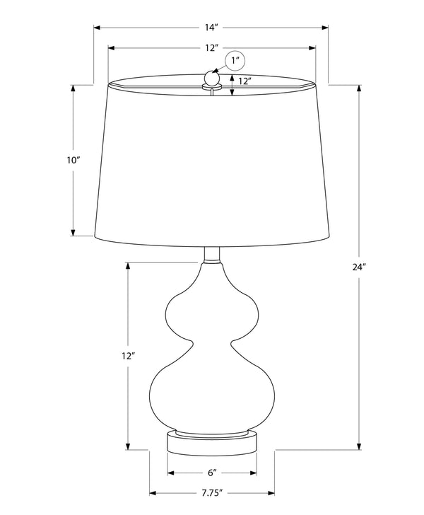 Monarch Specialties Lighting, 24"H, Table Lamp, Blue Glass, Ivory / Cream Shade, Contemporary Blue,Ivory, Ivory Glass,Metal,Polyester I 9767
