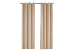 Monarch Specialties Curtain Panel, 2pcs Set, 54"W X 95"L, Room Darkening, Grommet, Living Room, Bedroom, Kitchen, Beige Micro Suede, Contemporary, Modern Brown Polyester I 9801