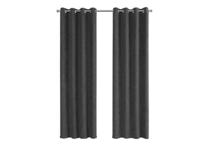 Monarch Specialties Curtain Panel, 2pcs Set, 54"W X 95"L, Room Darkening, Grommet, Living Room, Bedroom, Kitchen, Grey Micro Suede, Contemporary, Modern Grey Polyester I 9804