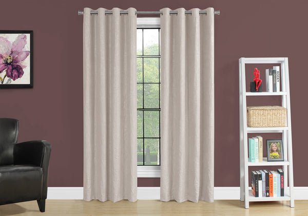 Monarch Specialties Curtain Panel, 2pcs Set, 54"W X 84"L, Room Darkening, Grommet, Living Room, Bedroom, Kitchen, Beige Micro Suede, Contemporary, Modern Ivory Polyester I 9817