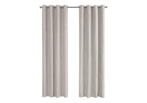 Monarch Specialties Curtain Panel, 2pcs Set, 54"W X 84"L, Room Darkening, Grommet, Living Room, Bedroom, Kitchen, Beige Micro Suede, Contemporary, Modern Ivory Polyester I 9817