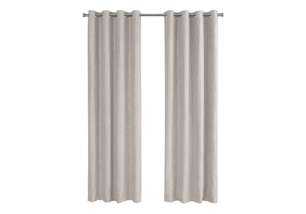 Monarch Specialties Curtain Panel, 2pcs Set, 54"W X 84"L, Room Darkening, Grommet, Living Room, Bedroom, Kitchen, Beige Micro Suede, Contemporary, Modern Ivory Polyester I 9817