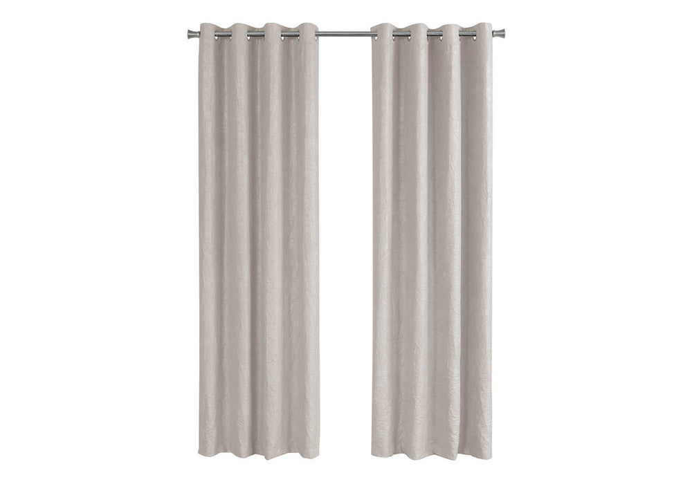 Monarch Specialties Curtain Panel, 2pcs Set, 54"W X 95"L, Room Darkening, Grommet, Living Room, Bedroom, Kitchen, Beige Micro Suede, Contemporary, Modern Ivory Polyester I 9818