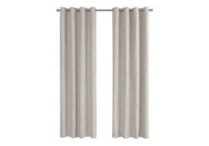 Monarch Specialties Curtain Panel, 2pcs Set, 54"W X 95"L, Room Darkening, Grommet, Living Room, Bedroom, Kitchen, Beige Micro Suede, Contemporary, Modern Ivory Polyester I 9818