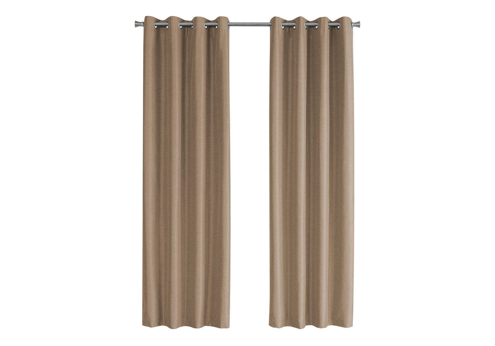 Monarch Specialties Curtain Panel, 2pcs Set, 54"W X 95"L, 100% Blackout, Grommet, Living Room, Bedroom, Kitchen, Brown Thermal Insulation Polyester, Contemporary, Modern Brown Polyester I 9839