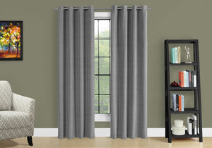 Monarch Specialties Curtain Panel, 2pcs Set, 54"W X 84"L, 100% Blackout, Grommet, Living Room, Bedroom, Kitchen, Grey Thermal Insulation Polyester, Contemporary, Modern Grey Polyester I 9841