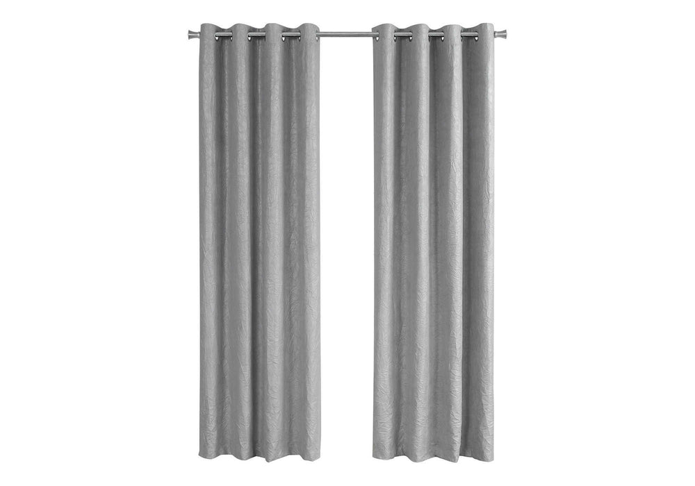 Monarch Specialties Curtain Panel, 2pcs Set, 54"W X 84"L, Room Darkening, Grommet, Living Room, Bedroom, Kitchen, Grey Micro Suede, Contemporary, Modern Silver Polyester I 9844