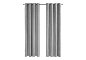 Monarch Specialties Curtain Panel, 2pcs Set, 54"W X 84"L, Room Darkening, Grommet, Living Room, Bedroom, Kitchen, Grey Micro Suede, Contemporary, Modern Silver Polyester I 9844