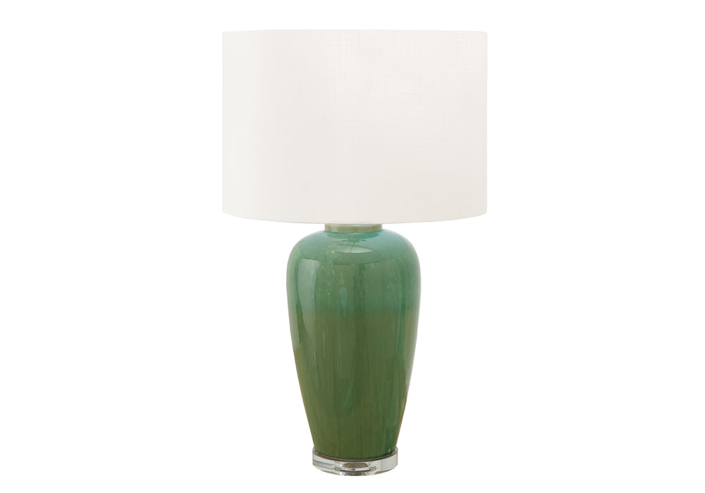Monarch Specialties Lighting, 29"H Green Ceramic Table Lamp With Ivory Shade - Contemporary Style For Any Room Green,Ivory Ceramic,Metal,Polyester" I 9946