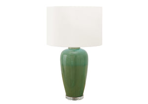Monarch Specialties Lighting, 29"H Green Ceramic Table Lamp With Ivory Shade - Contemporary Style For Any Room Green,Ivory Ceramic,Metal,Polyester" I 9946