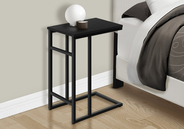 Monarch Specialties Accent Table, C-Shaped Side Table for Living Room or Bedroom, Modern Design for Small Spaces BLACK,BLACK 18 L x 11.75 W x 24 H 