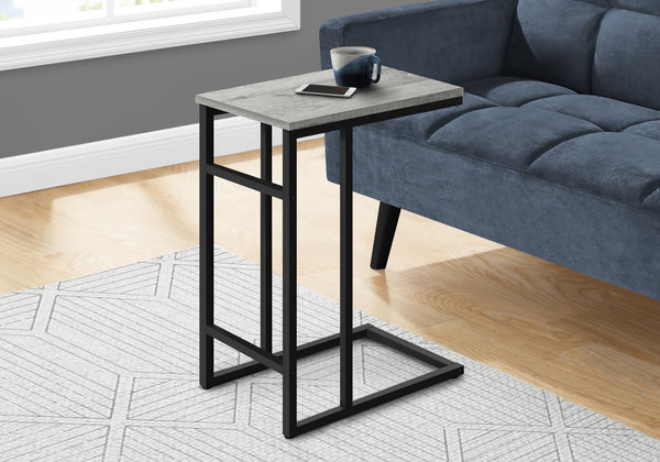 Monarch Specialties Accent Table, C-Shaped Side Table for Living Room or Bedroom, Modern Design for Small Spaces GREY,BLACK 18 L x 11.75 W x 24 H 
