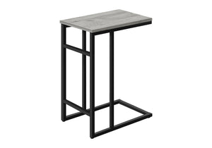 Monarch Specialties Accent Table, C-Shaped Side Table for Living Room or Bedroom, Modern Design for Small Spaces GREY,BLACK 18 L x 11.75 W x 24 H 