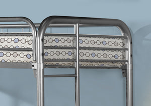 Monarch Specialties Bunk Bed, Twin Over Twin Metal Bunk Bed in Silver, Modern Design with Safety Guardrails for Kids Default Title  