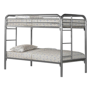 Monarch Specialties Bunk Bed, Twin Over Twin Metal Bunk Bed in Silver, Modern Design with Safety Guardrails for Kids Default Title  