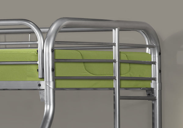 Monarch Specialties Bunk Bed Twin Over Full - Stylish Silver Metal Design with Guardrails for Kids' Safe Sleepovers Default Title  