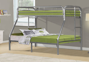 Monarch Specialties Bunk Bed Twin Over Full - Stylish Silver Metal Design with Guardrails for Kids' Safe Sleepovers Default Title  