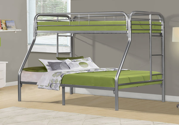 Monarch Specialties Bunk Bed Twin Over Full - Stylish Silver Metal Design with Guardrails for Kids' Safe Sleepovers Default Title  