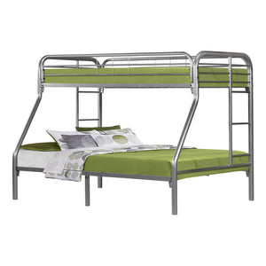 Monarch Specialties Bunk Bed Twin Over Full - Stylish Silver Metal Design with Guardrails for Kids' Safe Sleepovers Default Title  