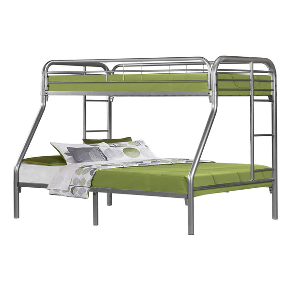 Monarch Specialties Bunk Bed Twin Over Full - Stylish Silver Metal Design with Guardrails for Kids' Safe Sleepovers Default Title  