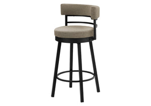 Monarch Specialties Barstool, Set of 2 Swivel Fabric Padded Seat Black Metal Base for Kitchen Bar I 2304