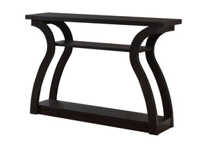 Monarch Specialties Accent Console Table with Curved Base and Three-Tier Open Design - Modern Decor for Any Space ESPRESSO 47.25 L x 11.5 W x 32 H 