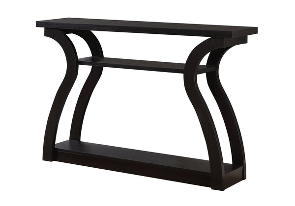 Monarch Specialties Accent Console Table with Curved Base and Three-Tier Open Design - Modern Decor for Any Space ESPRESSO 47.25 L x 11.5 W x 32 H 