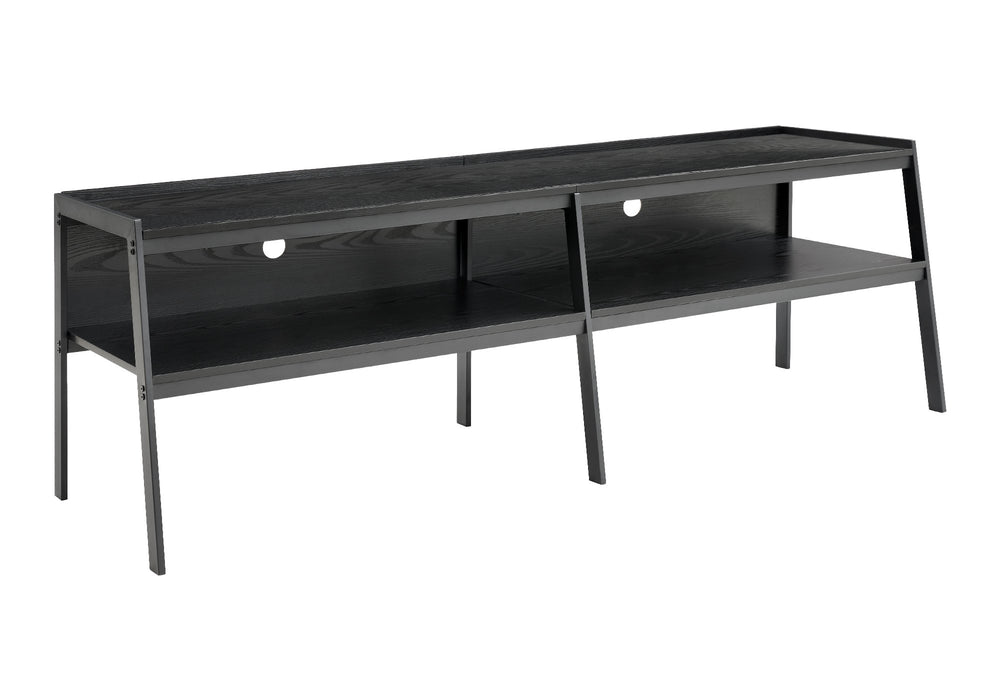 Monarch Specialties Tv Stand 72 Inch Open Shelf Media Console Black Laminate Metal Frame Modern I 2535