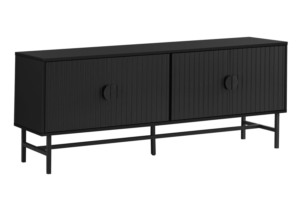 Monarch Specialties Tv Stand, 60 Inch Black Laminate Console with Storage Cabinets for Living Room & Bedroom Style Default Title  