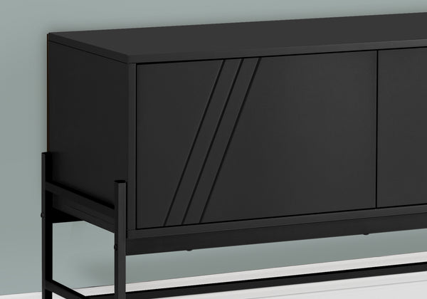 Monarch Specialties Tv Stand 60 Inch Media Console - Sleek Black Laminate & Metal Design for Modern Living Spaces Default Title  