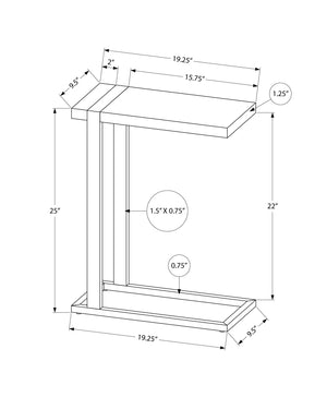 Monarch Specialties Accent Table - Stylish 2-Tier Design with Open Metal Shelf for Functional Storage in Living Room Spaces GREY,BLACK 19.25 L x 9.5 W x 25 H I 2858