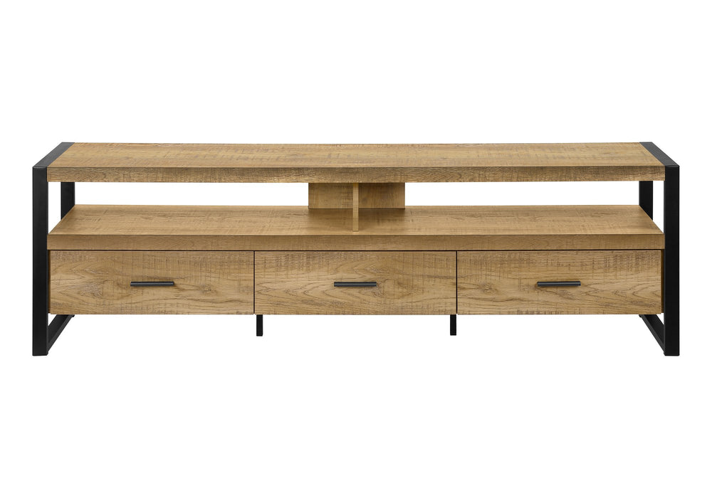 Monarch Specialties Tv Stand 72 Inch Mango Wood Look Media Console with Drawers Open Shelf Modern I 2880