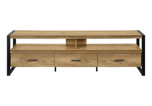 Tv Stand 72 Inch Mango Wood Look Media Console with Drawers Open Shelf Modern