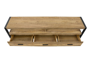 Tv Stand 72 Inch Mango Wood Look Media Console with Drawers Open Shelf Modern