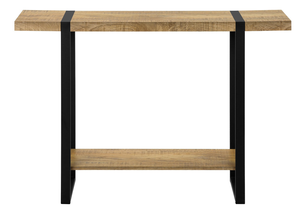 Monarch Specialties Accent Console Table Narrow Sofa Entryway Black Metal Mango Wood Laminate Top I 2881