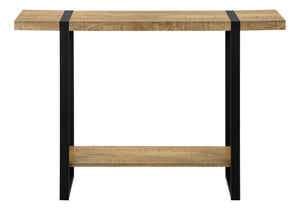 Accent Console Table Narrow Sofa Entryway Black Metal Mango Wood Laminate Top