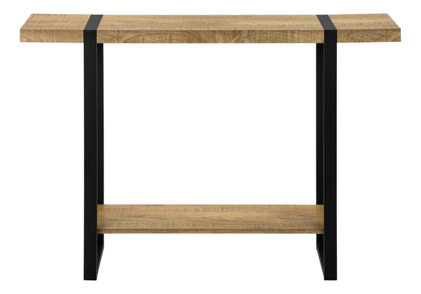 Accent Console Table Narrow Sofa Entryway Black Metal Mango Wood Laminate Top