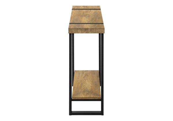Accent Console Table Narrow Sofa Entryway Black Metal Mango Wood Laminate Top