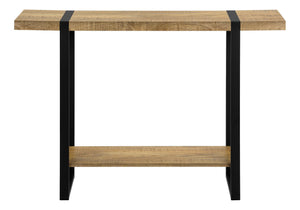 Accent Console Table Narrow Sofa Entryway Black Metal Mango Wood Laminate Top