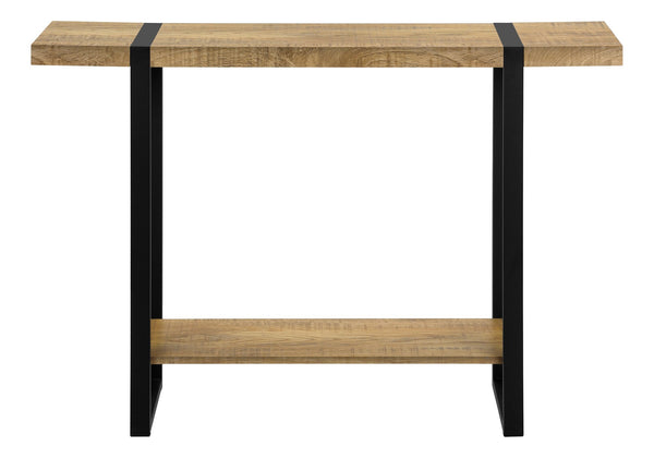 Accent Console Table Narrow Sofa Entryway Black Metal Mango Wood Laminate Top