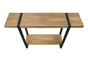 Accent Console Table Narrow Sofa Entryway Black Metal Mango Wood Laminate Top