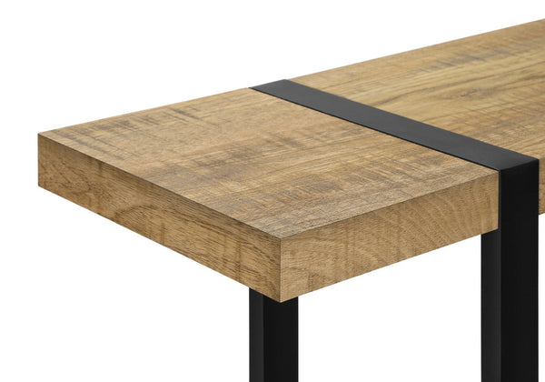 Accent Console Table Narrow Sofa Entryway Black Metal Mango Wood Laminate Top