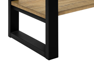 Accent Console Table Narrow Sofa Entryway Black Metal Mango Wood Laminate Top